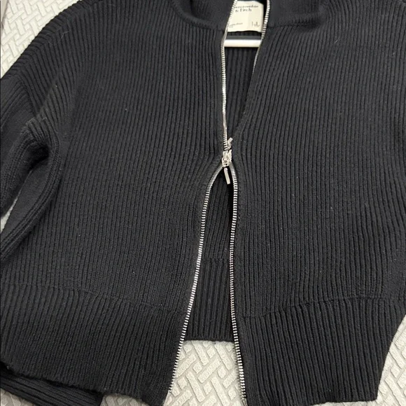 Abercrombie & Fitch A&F Double Zip Cardigan - Black size S - Picture 8 of 9